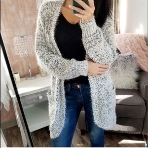 B&W Fuzzy Popcorn Cardigan